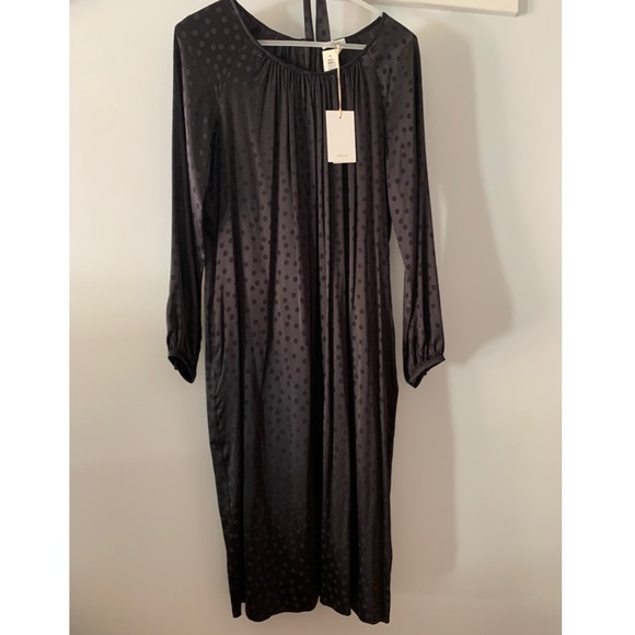 NWT Aritiza Wilfred Black Silk Brana Polka Dot Pocket Dress with Tie XS - Picture 7 of 7